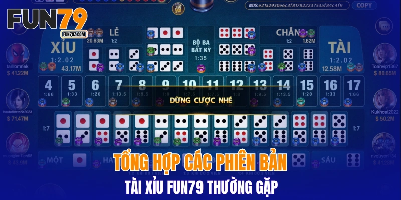 Tổng hợp các phiên bản tài xỉu FUN79 thường gặp